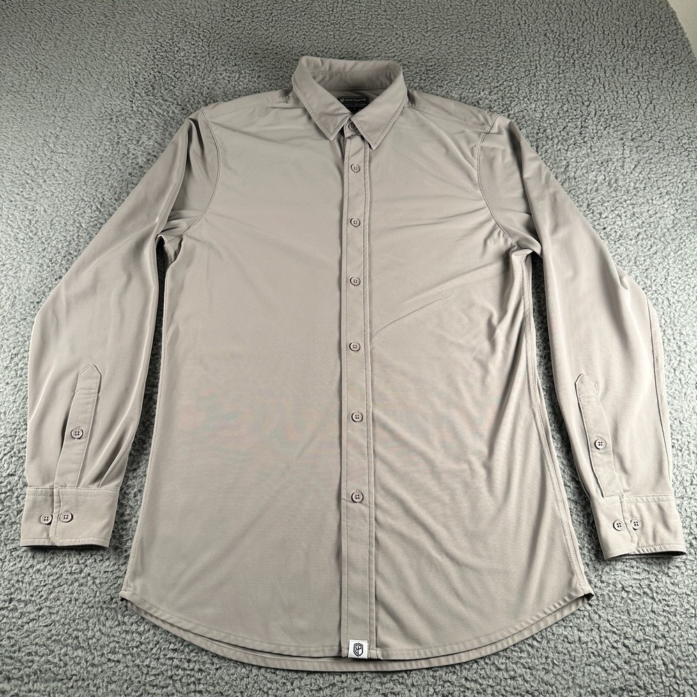 Born Primitive Shirt Mens L Gray Performance Stretchy Button Down Tailored Fit